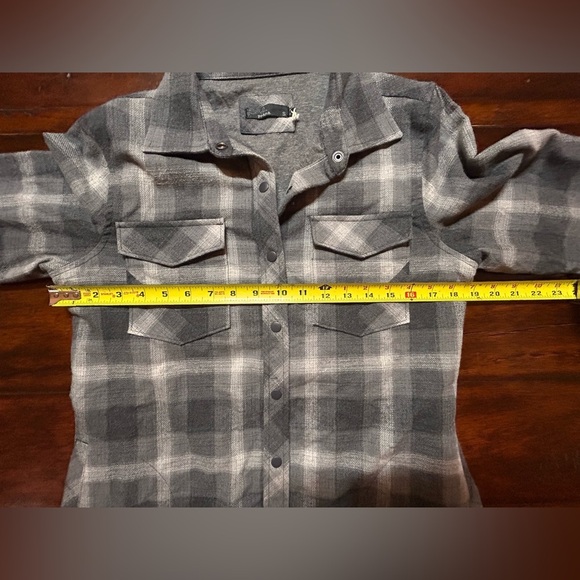 Prana Finnegan Top Shirt Womens Small Gray Shacket Snap Button Jacket Flannel - Picture 6 of 8